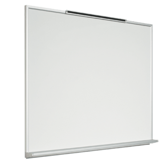 White dry erase board with tray and display moulding