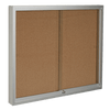 Double glass display case with cork surface, sliding doors, and a lock