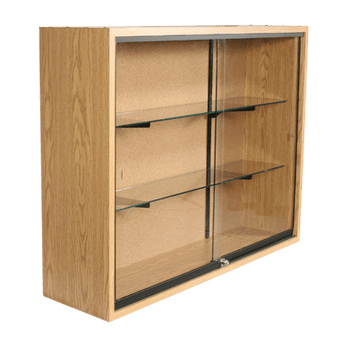 Glass display cabinet with lock, glass doors and glass shelves