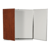 Conference board with laminated finish and 2 doors, one of which has a flip chart