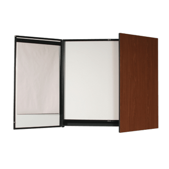 Conference board with a black melamine box and laminated exterior finish