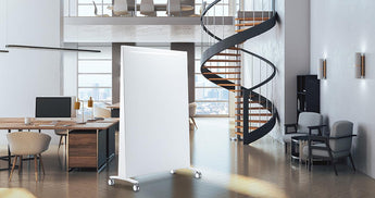 Angled white glass mobile board - White Frame