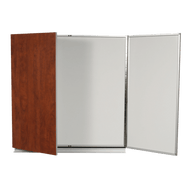 Conference board with laminated finish and 2 doors, one of which has a flip chart