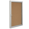 Single glass display case with cork surface, hinged door, and a lock